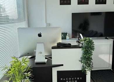 Reception area of The Recovery Room Oldham with sleek decor in Oldham, England, GB.