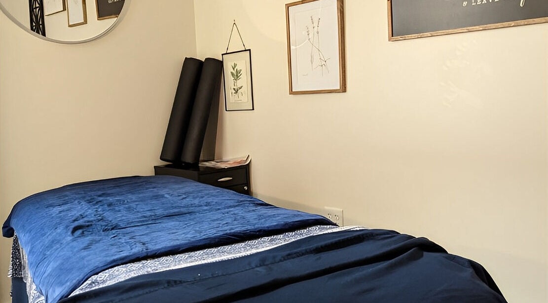 Relaxing treatment room at Sunny's Massage Therapy in Union City, Tennessee, US with calming decor.