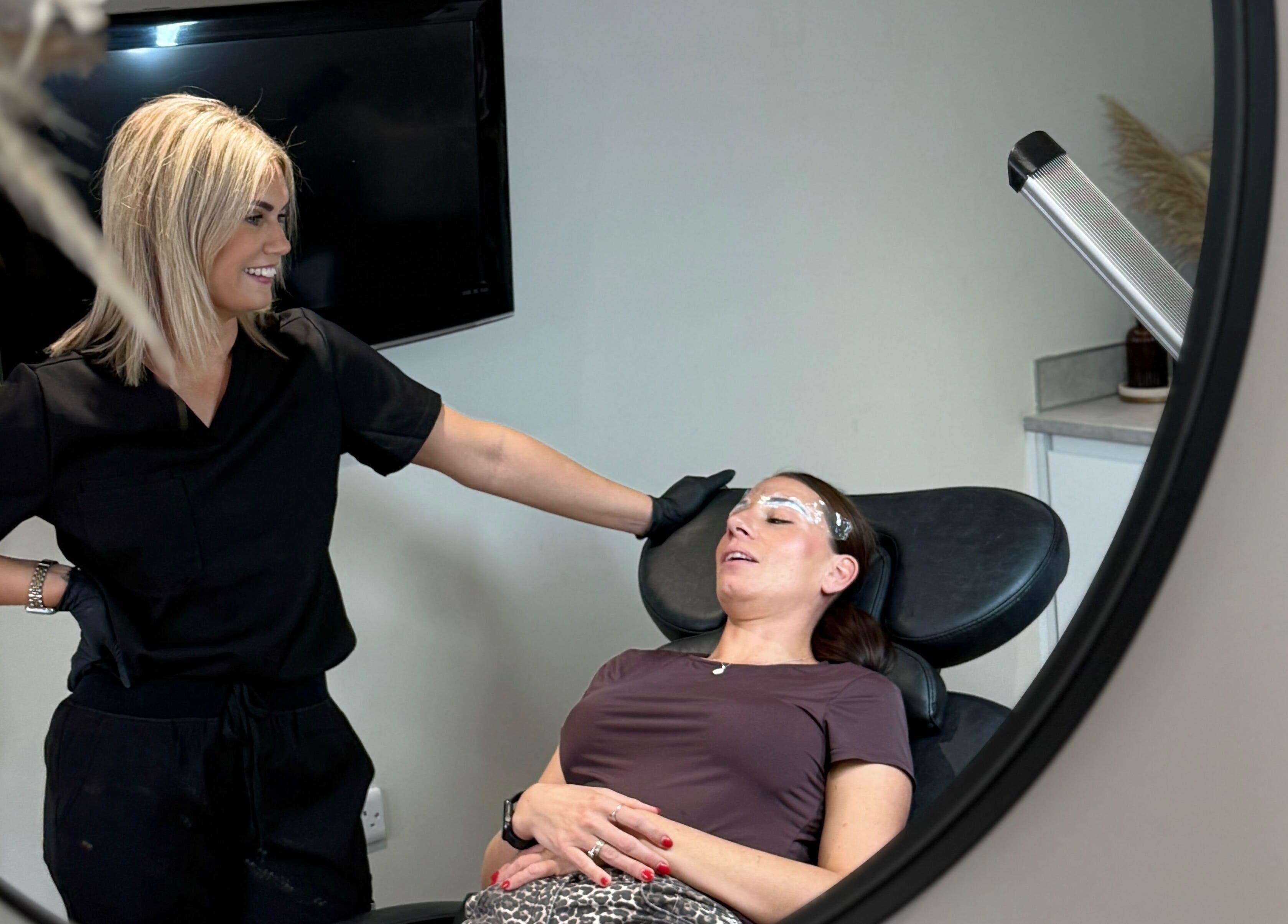 Aesthetic treatment in progress at The Brow Box, Donington le Heath, England, GB.