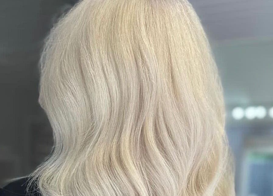 Elegant blonde hairstyle at FLD - Hair by Freya Chobham, Chobham, England, GB.