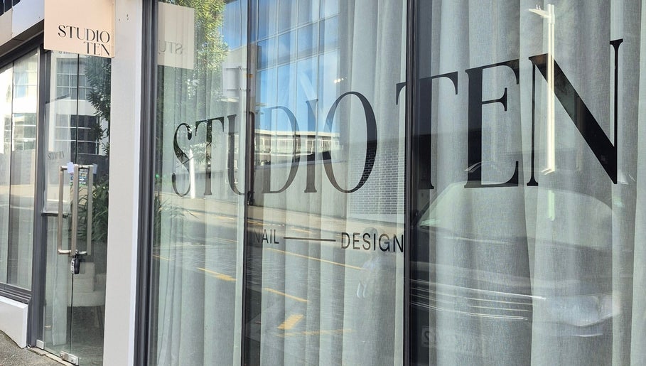 Front view of Studio Ten in Auckland, Auckland, NZ with logo on glass door.