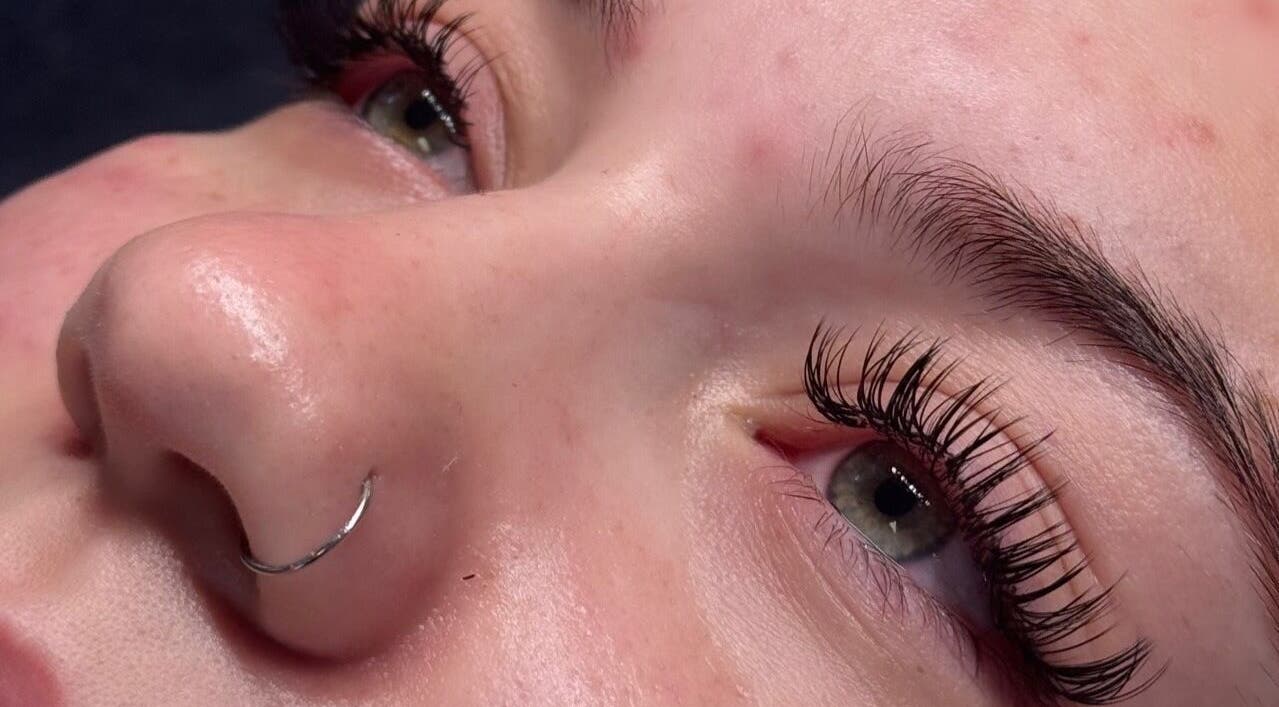 Close-up of eyelash extensions at Maddy Bennetts, Loomis, California, US, highlighting detailed artistry.