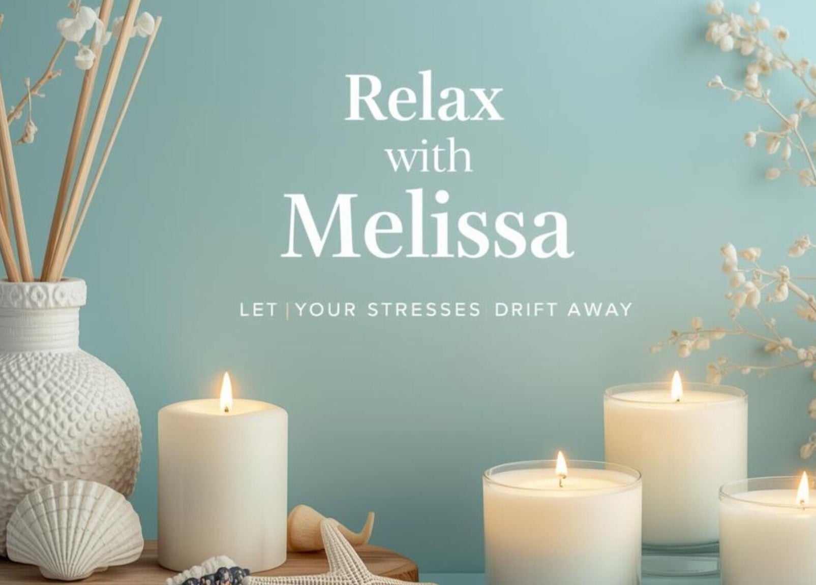 Relax With Melissa ambiance in Windsor, Ontario, CA with candles and decor for stress relief.
