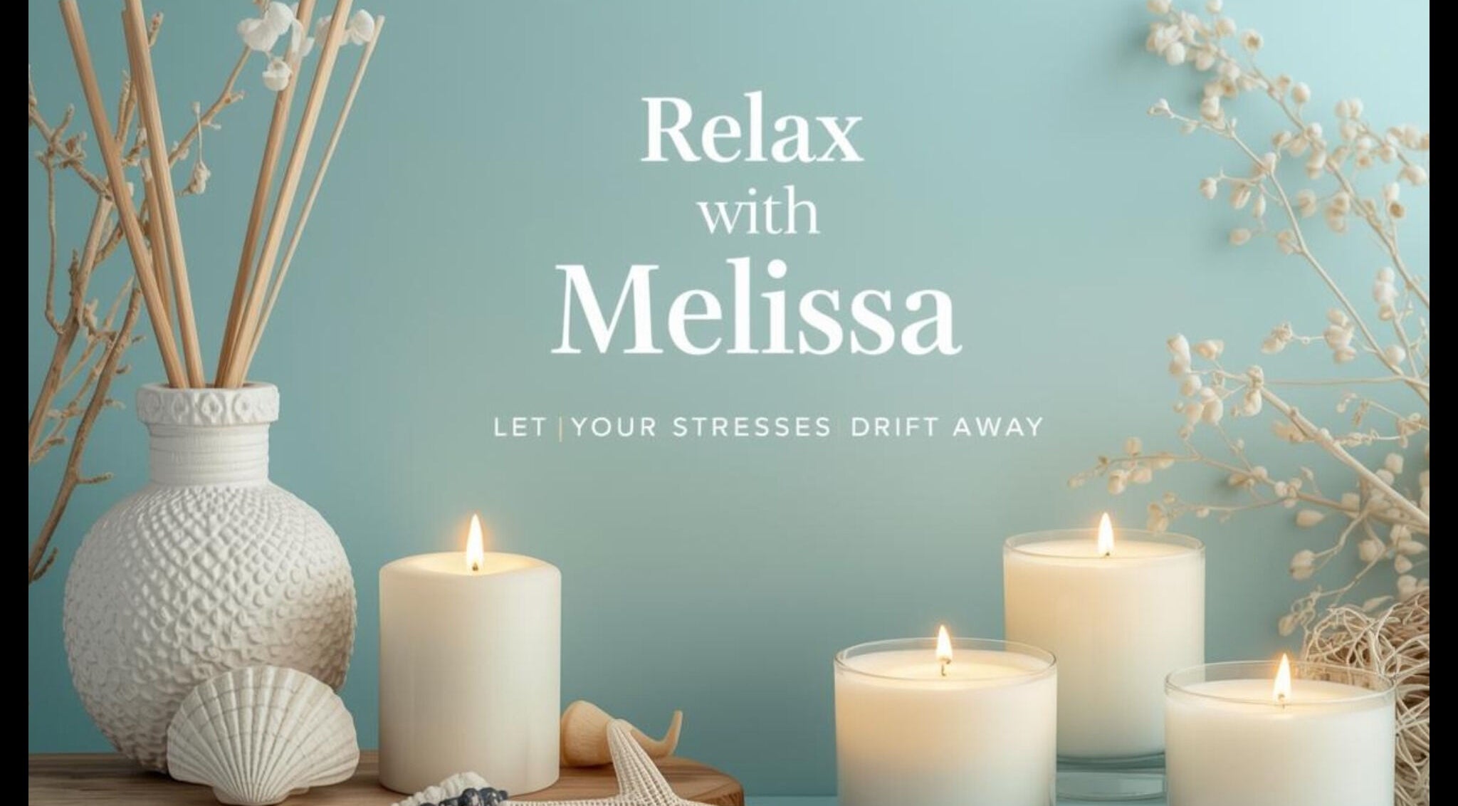 Relax With Melissa ambiance in Windsor, Ontario, CA with candles and decor for stress relief.