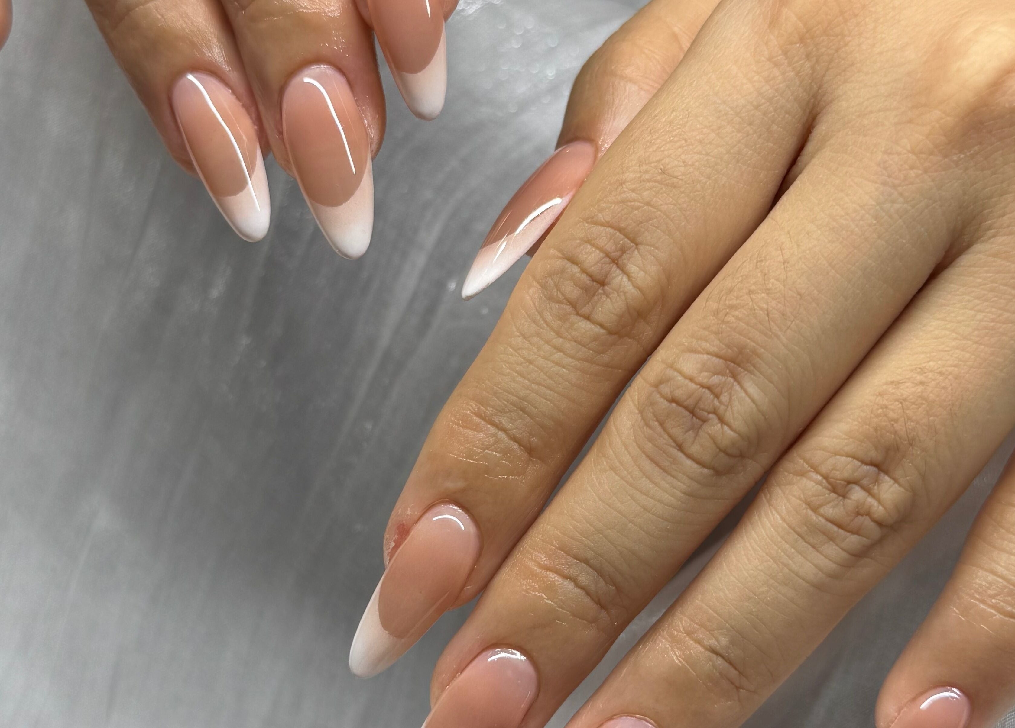Nails with elegant French manicure at Luna Atelier, Burnaby, British Columbia, CA.