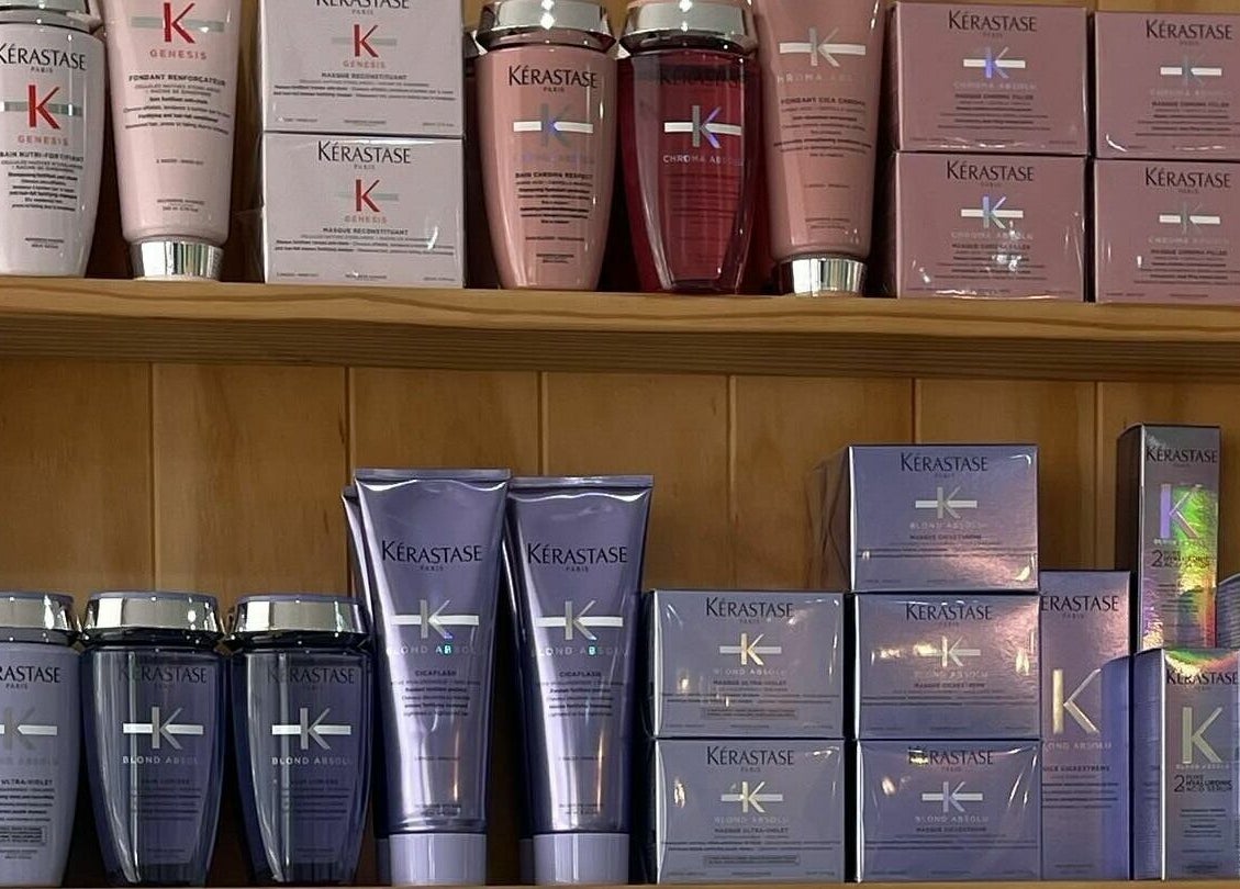 Premium Kérastase products on display at Lady Lox, Joondalup, Western Australia, AU, showcasing luxury hair care.