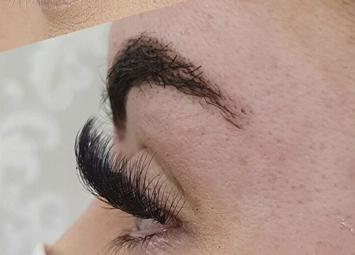 Close-up of elegant eyelash extensions at Ego Nails & Beauty, Workington, England, GB.
