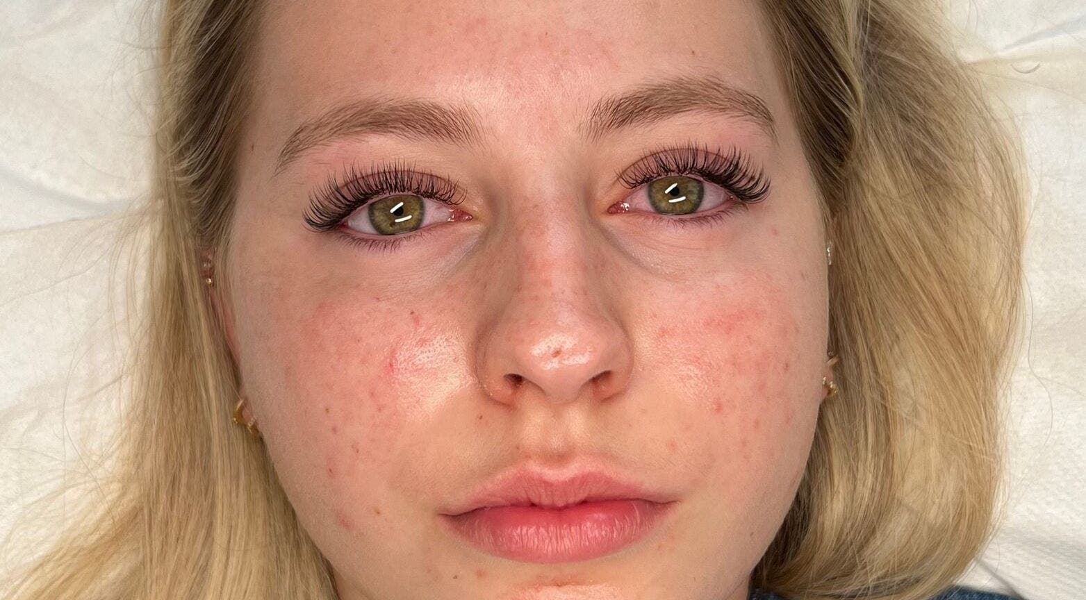 Close-up of woman showcasing enhanced eyelashes at Making Beauty, Maldon, England, GB.