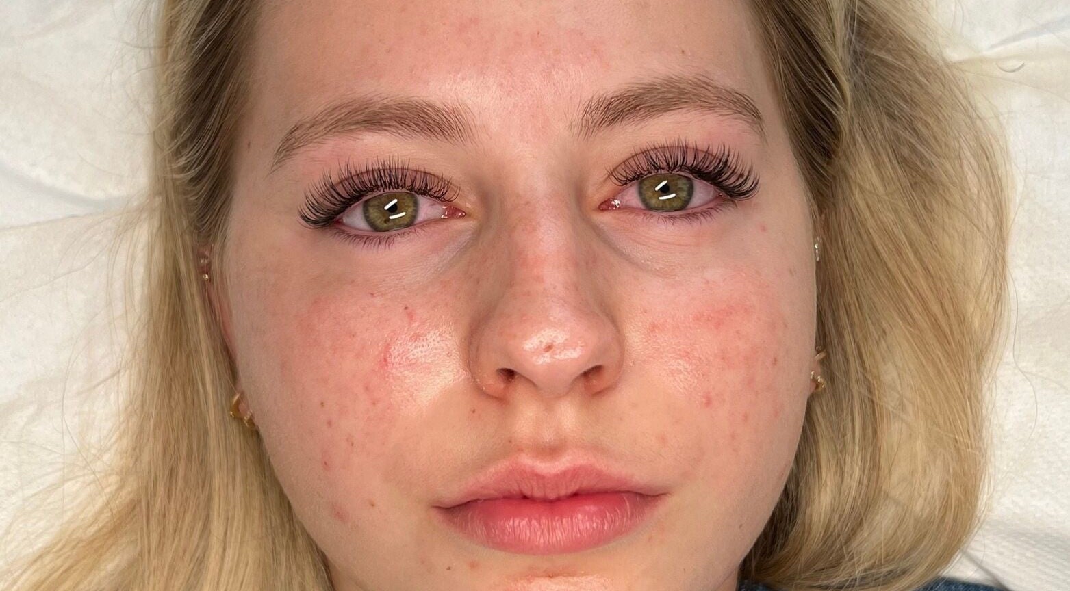 Close-up of woman showcasing enhanced eyelashes at Making Beauty, Maldon, England, GB.