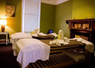 Relaxing massage room at Nina Thai & Remedial Massage, Melbourne, Victoria, AU with elegant decor and soft lighting.