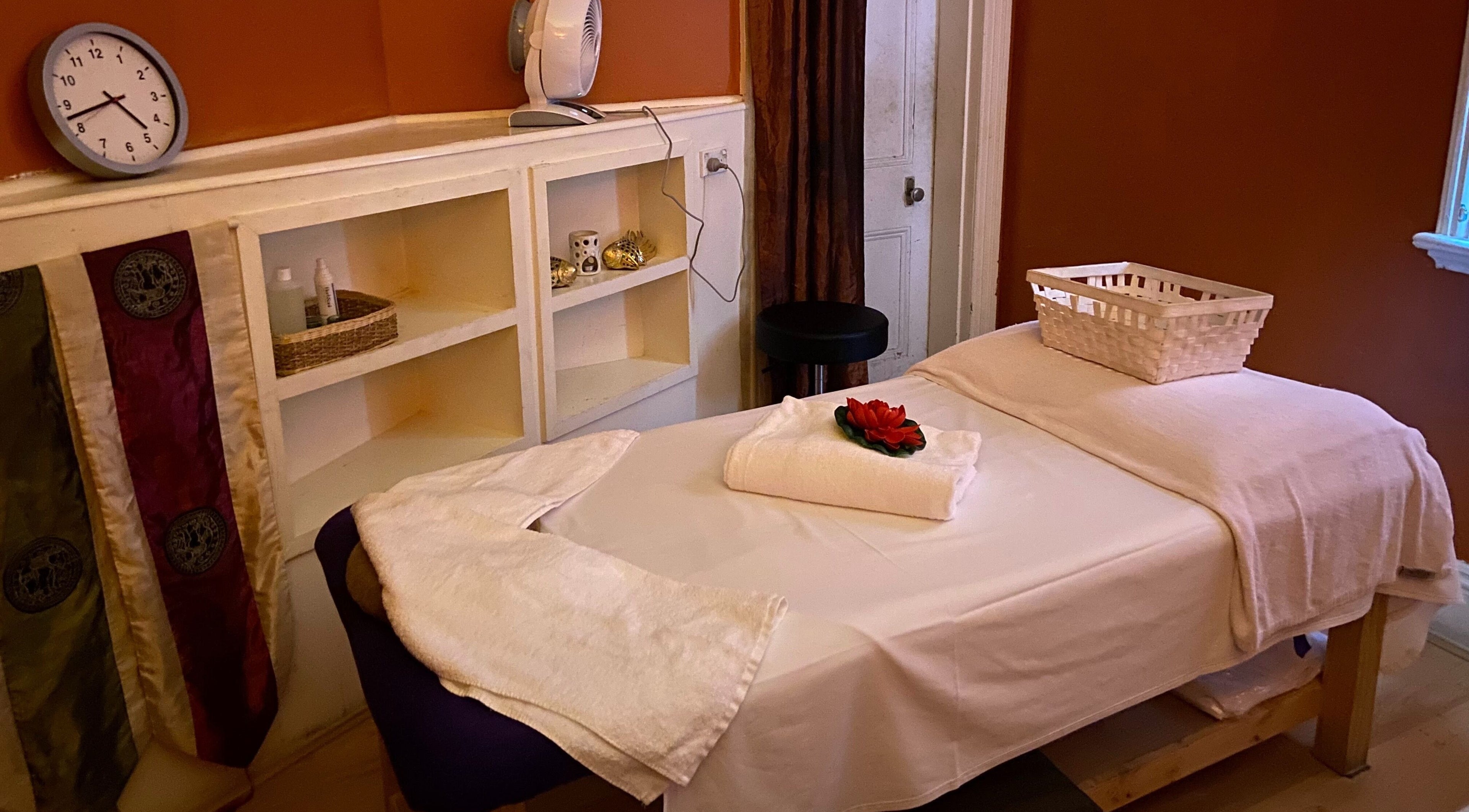 Massage room at Nina Thai Massage - Richmond Store with calming decor in Richmond, Victoria, AU.