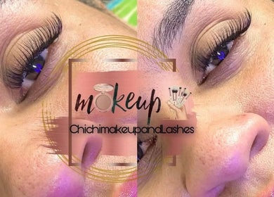 Close-up of eyelash extensions at Chichimakeupandlashes in Johannesburg, Gauteng, ZA featuring lush lashes.
