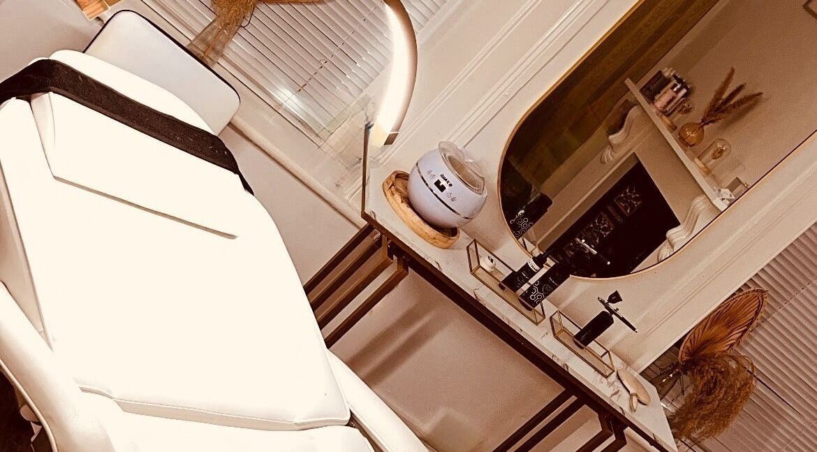 Luxurious treatment room at Theglow by CLS, Batley, England, GB, showcasing a stylish and tranquil setting.