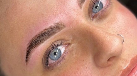 Close-up of styled eyebrows and eyes at Theglow by CLS, Batley, England, GB.