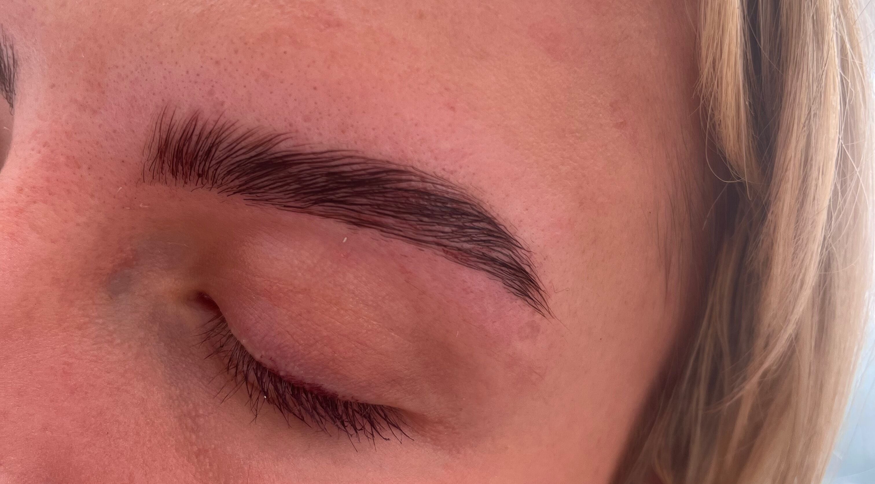 Close-up of well-groomed eyebrow at Natural Aesthetics in Stoke-on-Trent, England, GB.