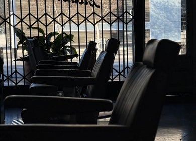 Sleek barber chairs at Brother Wolf St Kilda, Melbourne, Victoria, AU. Modern salon design.