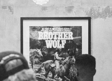 Vintage Brother Wolf Prahran artwork on display in a rustic setting, Prahran, Victoria, AU.