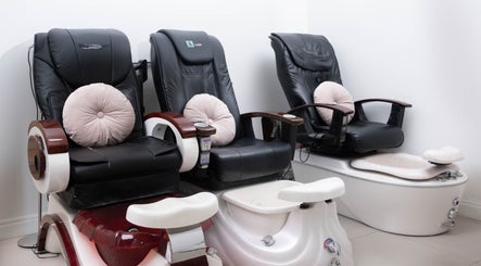 Elegant pedicure chairs at Brick Lane Nail Spa, London, England, GB offer comfort and style.