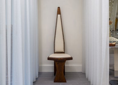 Stylish chair in serene setting at Haco 箱 Hair + Nails Hoxton, London, England, GB.