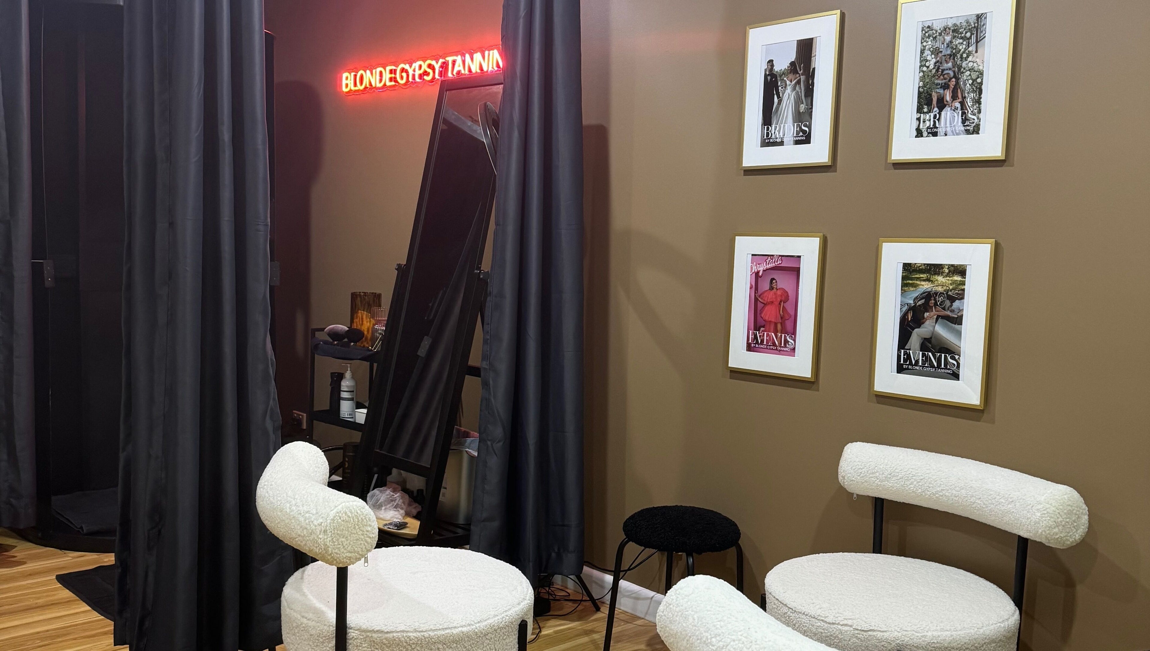 Blonde Gypsy Tanning venue interior with elegant decor in Belmore, New South Wales, AU.