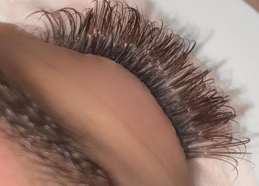 Close-up of a lush eyelash extension set at ALM Beauty, Brighton And Hove, England, GB.