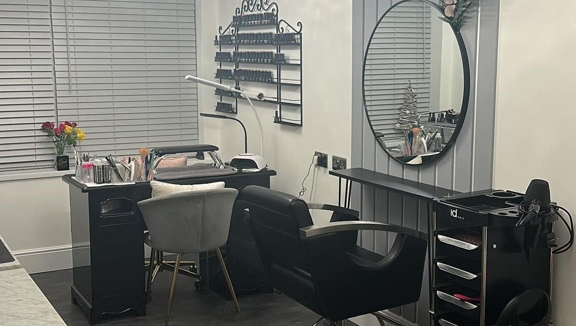 Modern salon setup at Lush Hair and Nails, Stockton on Tees, England. Elegant interior design and beauty essentials.