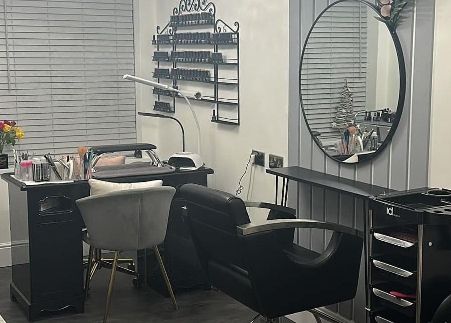 Modern salon setup at Lush Hair and Nails, Stockton on Tees, England. Elegant interior design and beauty essentials.
