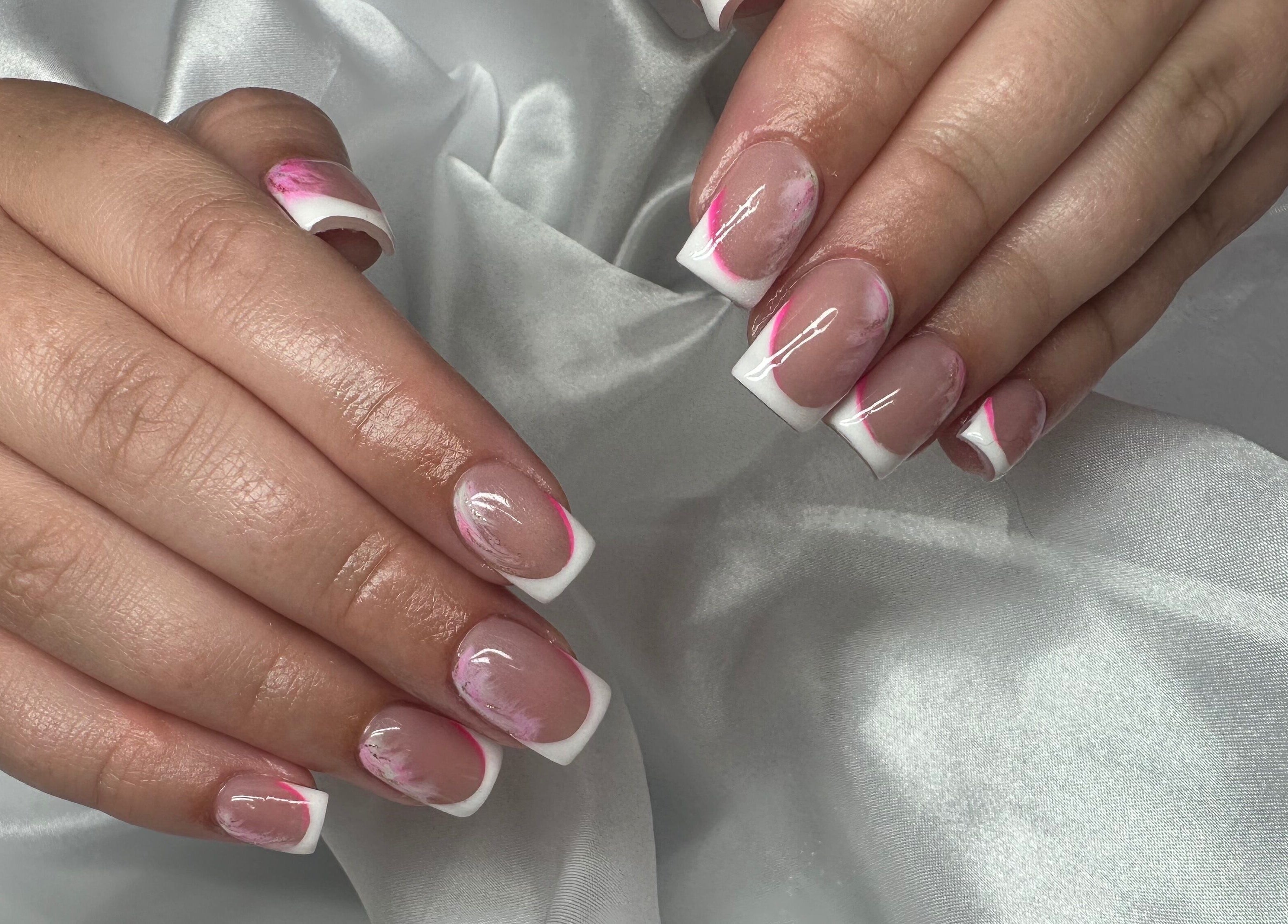 Elegant French manicure at Lush Hair and Nails, Stockton on Tees, England, GB.