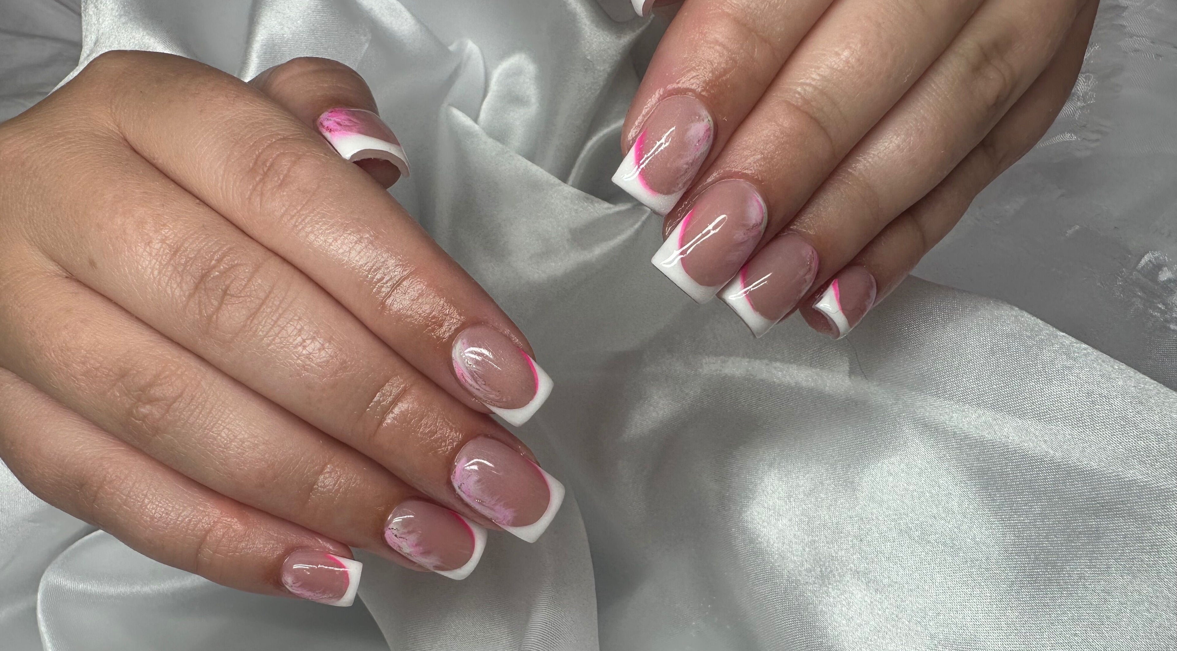Elegant French manicure at Lush Hair and Nails, Stockton on Tees, England, GB.