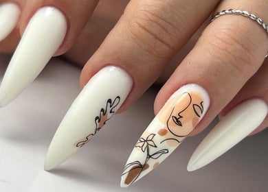 Intricate white nail art at Faina Ladies Salon, أبو ظبي, أبو ظبي, AE.
