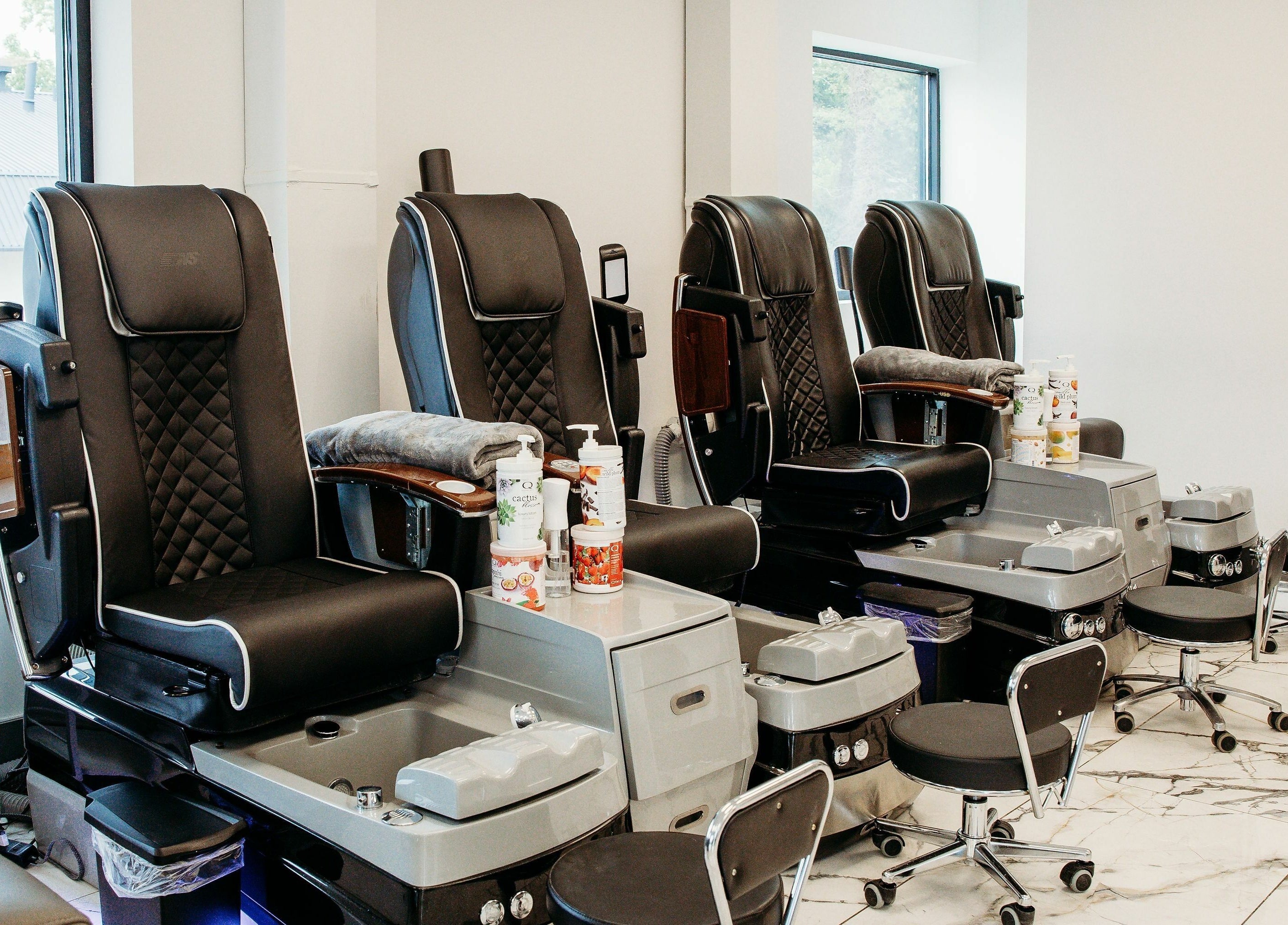 Elegant spa chairs at Oceanfront - Vogue Lashes and Spa, Virginia Beach, Virginia, US offer premium relaxation.