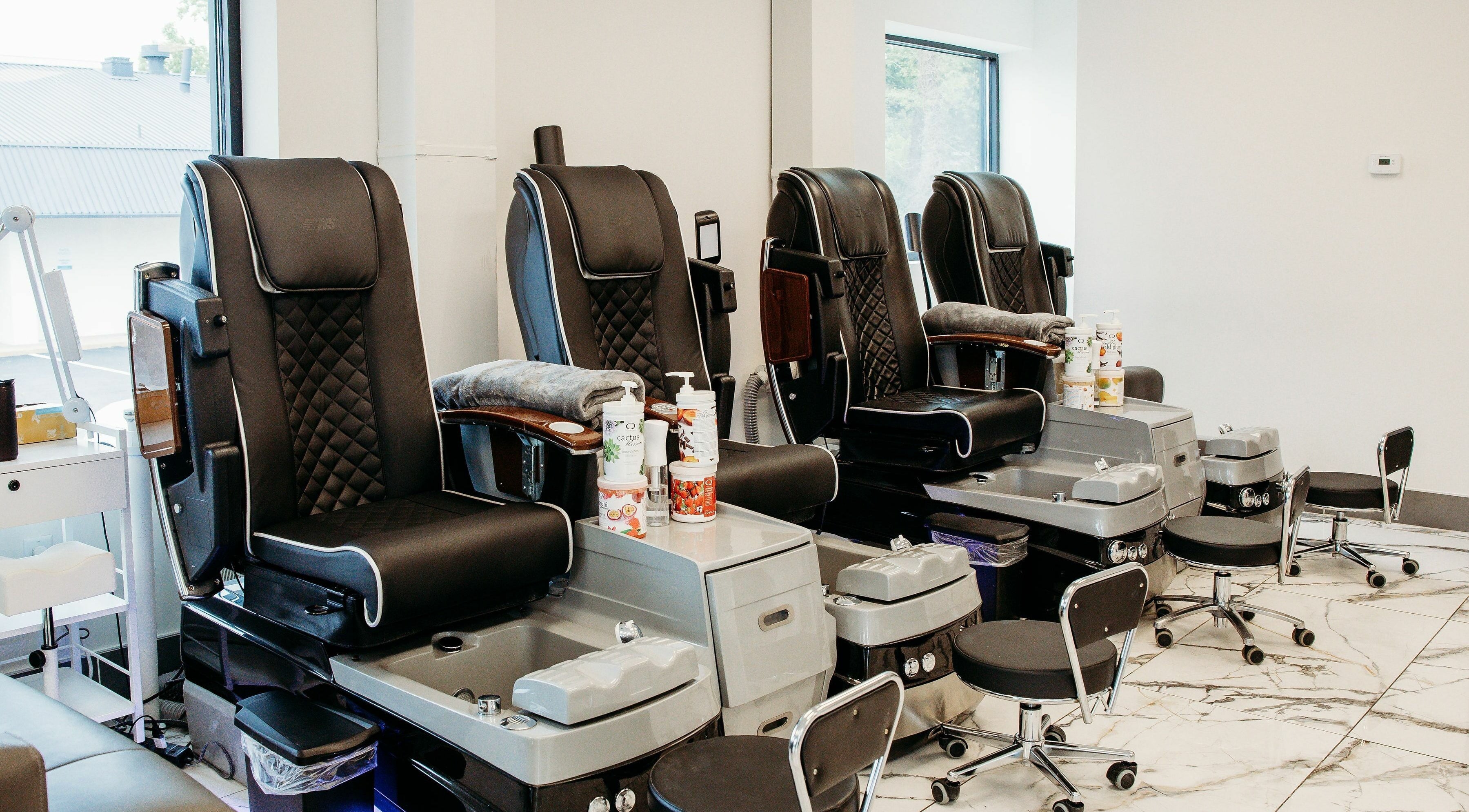 Elegant spa chairs at Oceanfront - Vogue Lashes and Spa, Virginia Beach, Virginia, US offer premium relaxation.