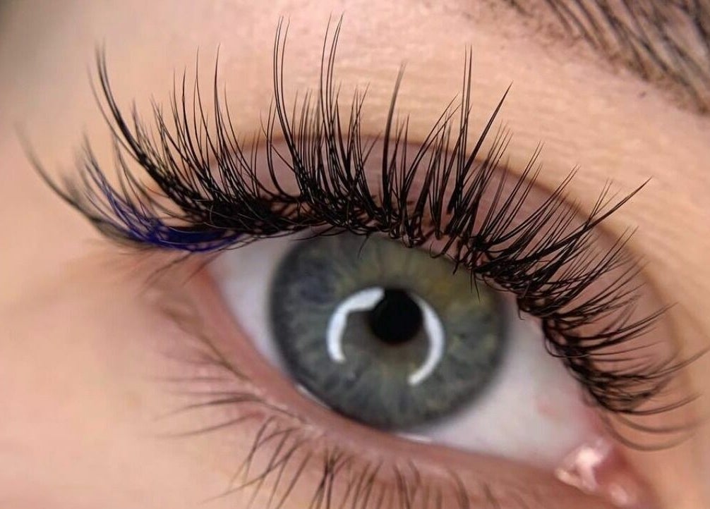 Detailed view of elegant eyelash extension at Oceanfront - Vogue Lashes and Spa, Virginia Beach, Virginia, US.