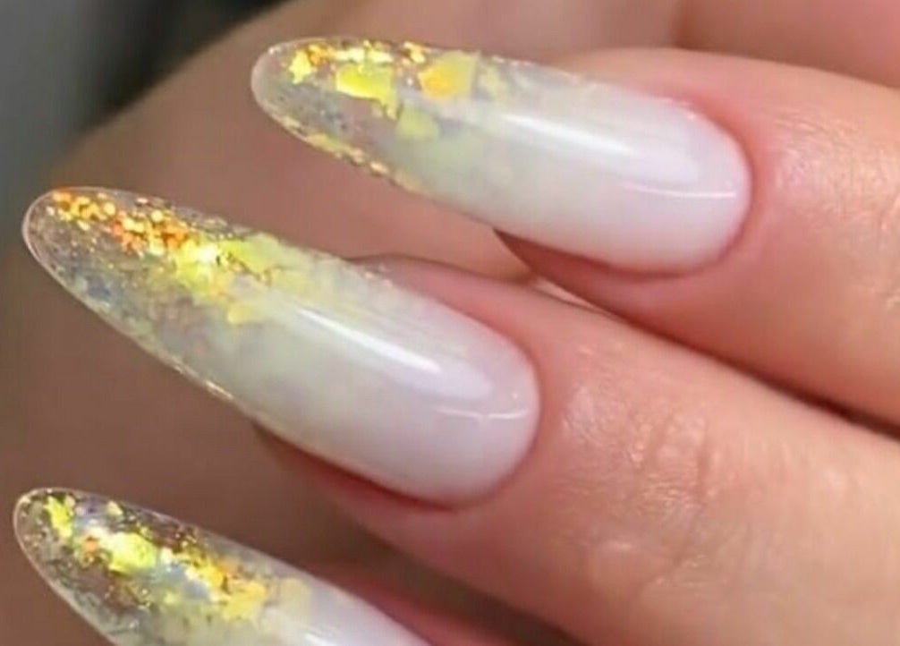 Elegant nail art with gold accents at Oceanfront - Vogue Lashes and Spa, Virginia Beach, Virginia, US.