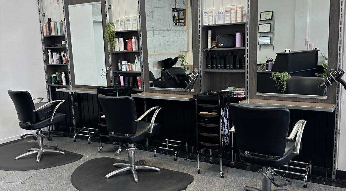 Modern salon interior at Harlow Hair Boutique Limited in Lower Hutt, Wellington Region, NZ.