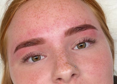 Close-up of shaped eyebrows at Beths Beauty Services, Morphett Vale, South Australia, AU.