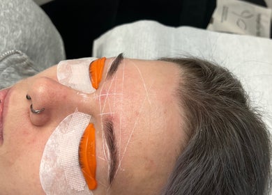 Client receiving eyelash treatment at Beths Beauty Services in Morphett Vale, South Australia, AU.