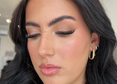 Close-up of a woman's elegant makeup at Beths Beauty Services, Morphett Vale, South Australia, AU.