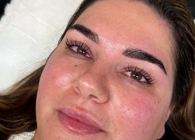 Close-up of newly shaped brows and lashes at bethsbeautyservices in Morphett Vale, South Australia, AU.