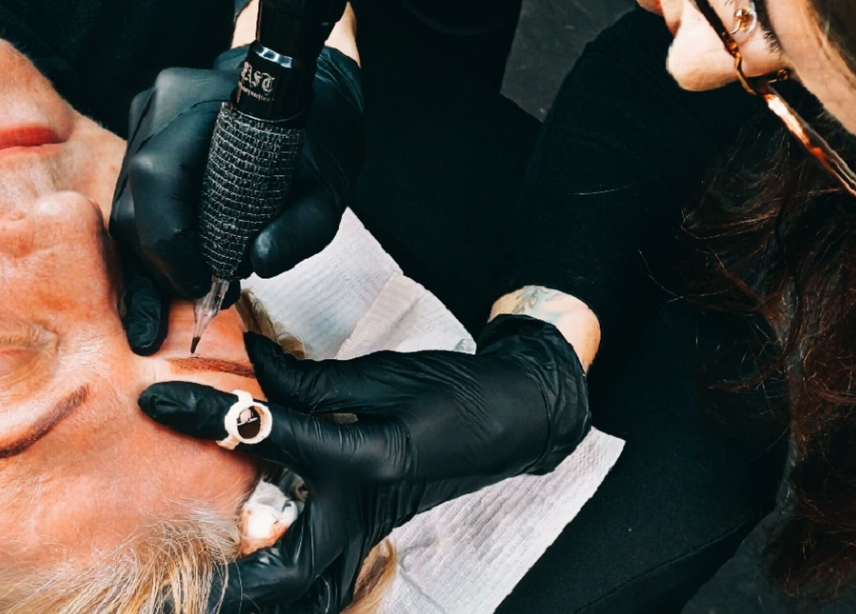 Microblading procedure at Inked Elegance, Randburg, Gauteng, ZA displaying expert technique on a client.