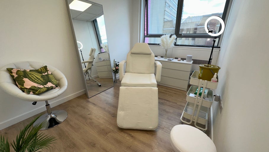 Spa room at Fleur Aesthetics - East London Clinic in Barking, England, GB with modern decor and natural light.
