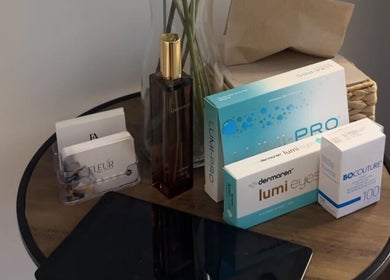 Beauty products display at Fleur Aesthetics - East London Clinic, Barking, England, GB, enhancing elegance.