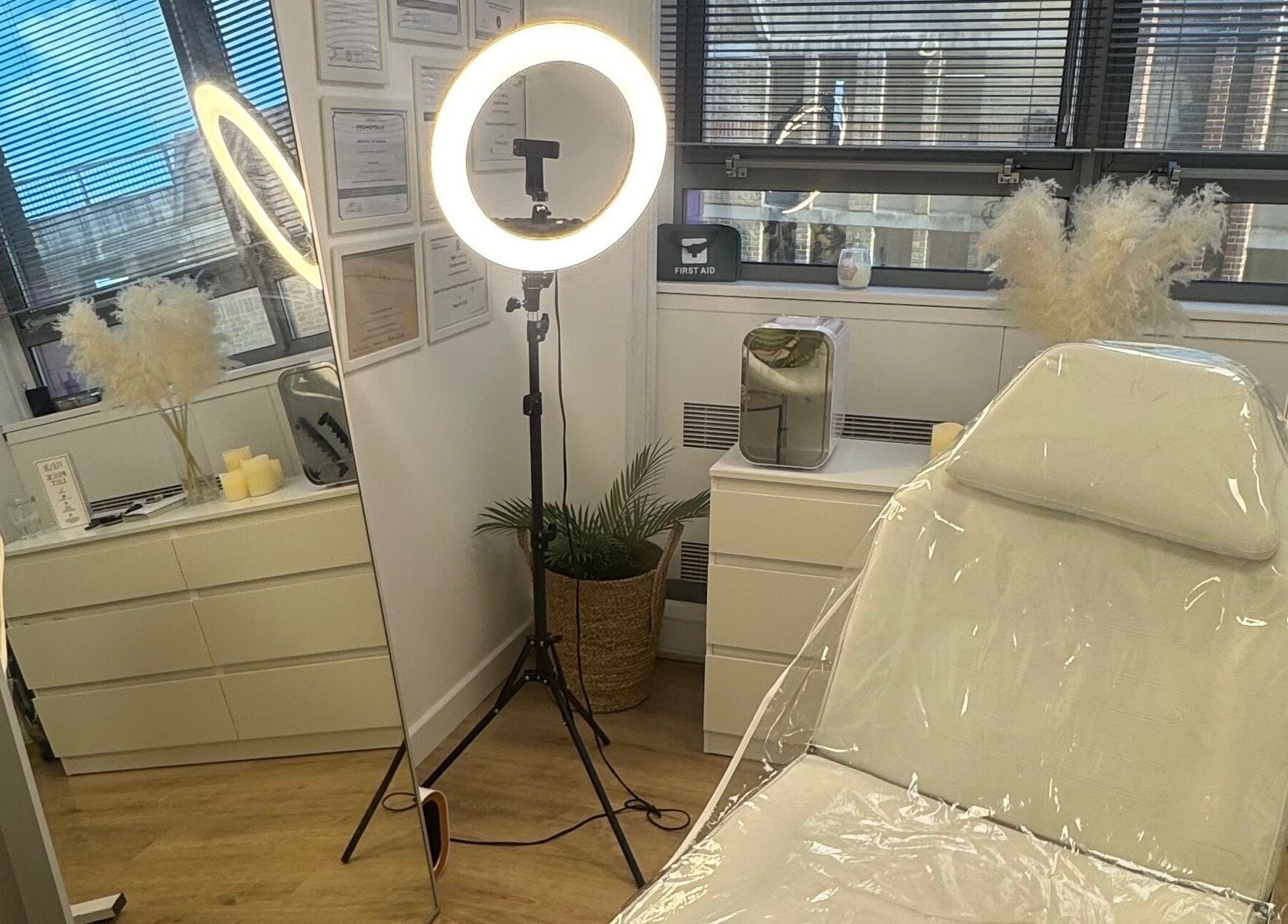 Fleur Aesthetics - East London Clinic modern treatment room, Barking, England, GB. Cozy with professional lighting.