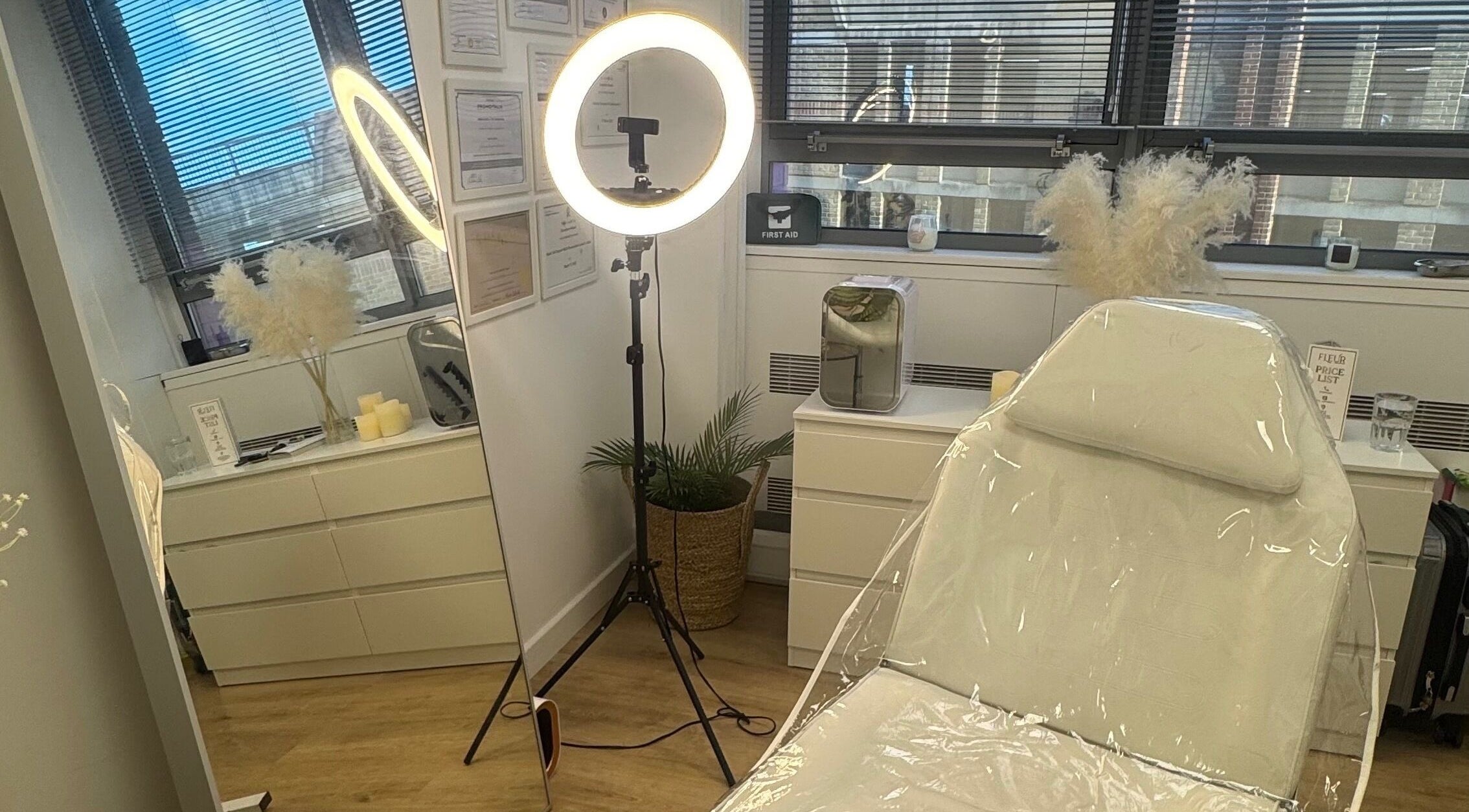 Fleur Aesthetics - East London Clinic modern treatment room, Barking, England, GB. Cozy with professional lighting.