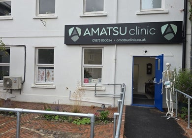 Entrance of Amatsu Clinic, Acupuncture & Ozone Therapy in Abergavenny, Wales, GB, featuring a welcoming ambiance.