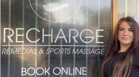 Entrance of Recharge Remedial & Sports Massage in Roleystone, Western Australia with staff member.