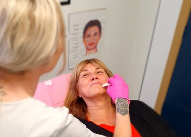 Client receiving aesthetic treatment at GCI Advanced Aesthetics, Aberdeen, Scotland, GB.