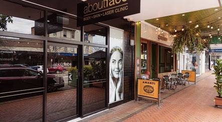 About Face beauty clinic facade in Taree, New South Wales, AU, featuring elegant design and inviting signage.