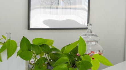 Lush plant decorates the elegant Besighini Beauty reception in Maroubra, New South Wales, AU.