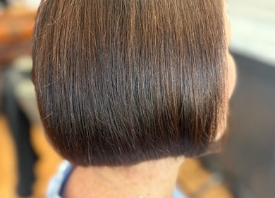 Close-up of a sleek bob haircut at The Vanity, Turvey Park, New South Wales, AU.